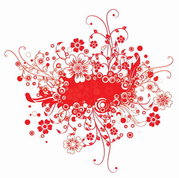 free vector Red Floral Frame Vector Illustration